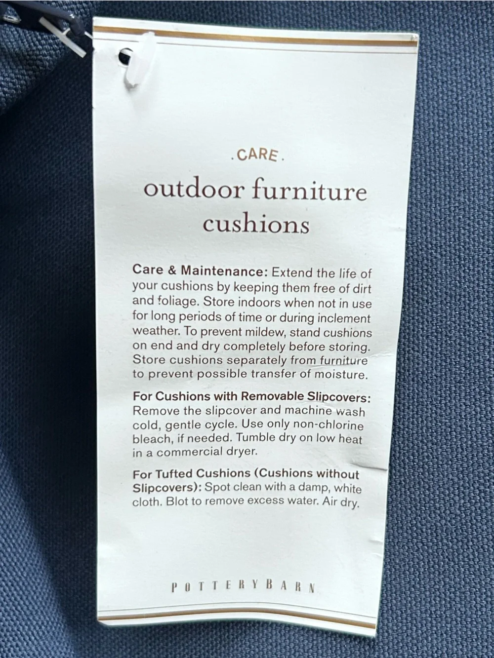 Pottery Barn 2 Outdoor Cushion Covers Navy NWOT Indio Torrey Deep Seat Collectio